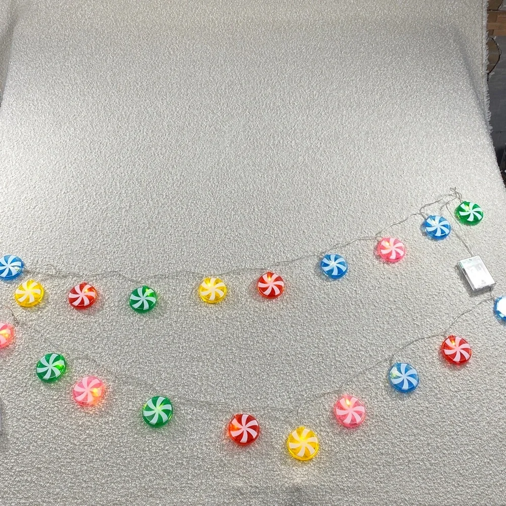 2 - 52 in string Peppermint String Lights - Multicolor LED Party Garland